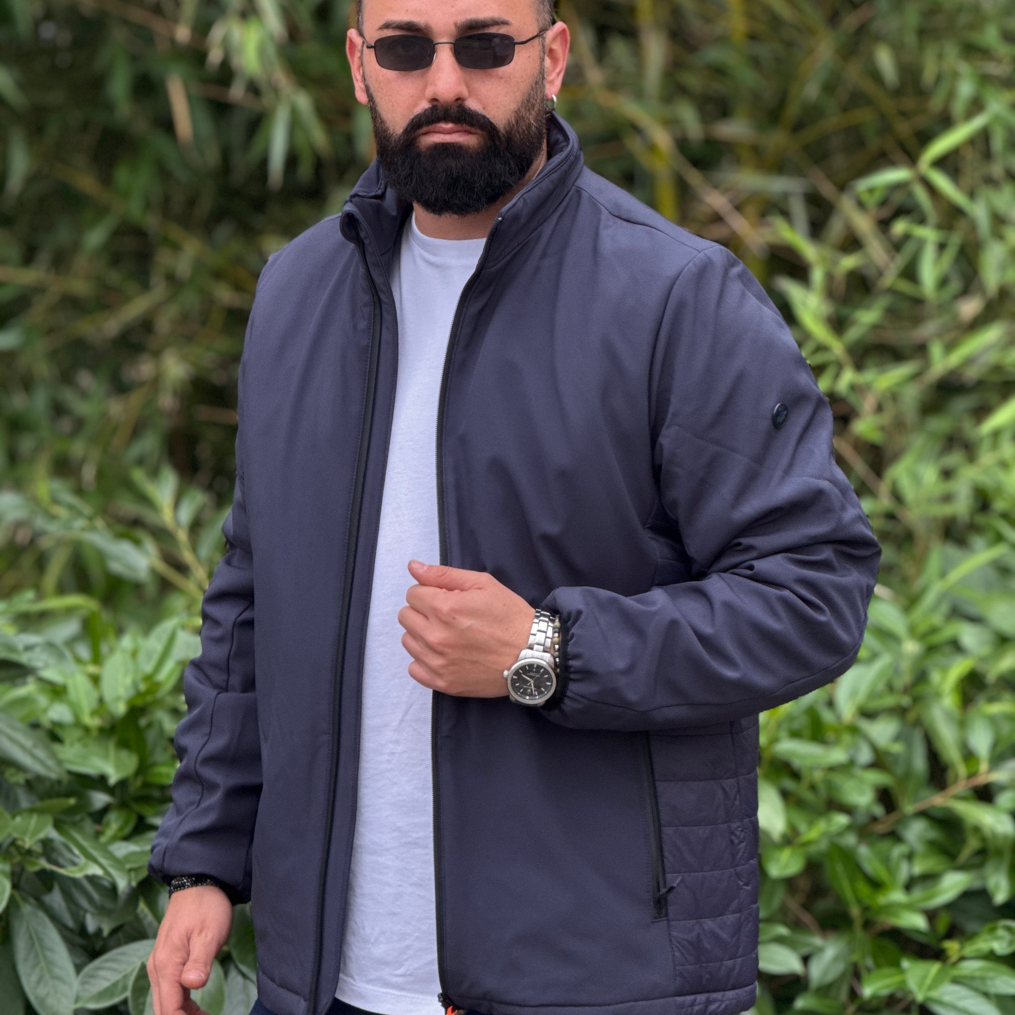 Giubbino tecnico mezzocollo blu chiaro