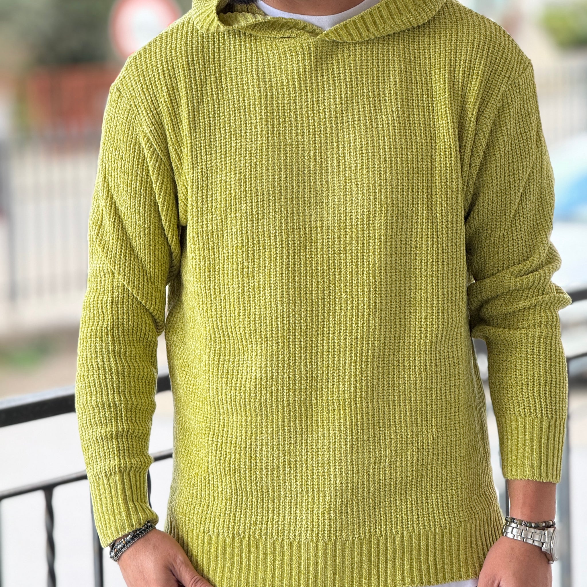 Pullover oversize cappuccio verde lime  new job brand