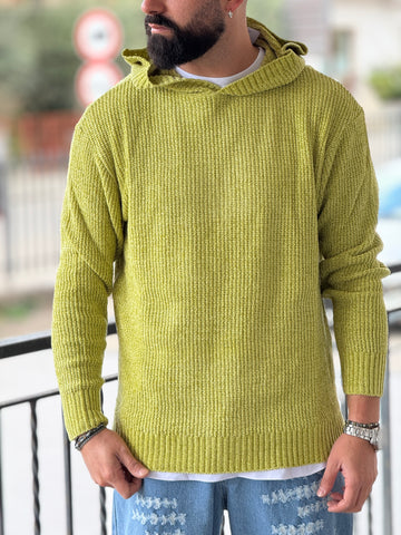 Pullover oversize cappuccio verde lime  new job brand