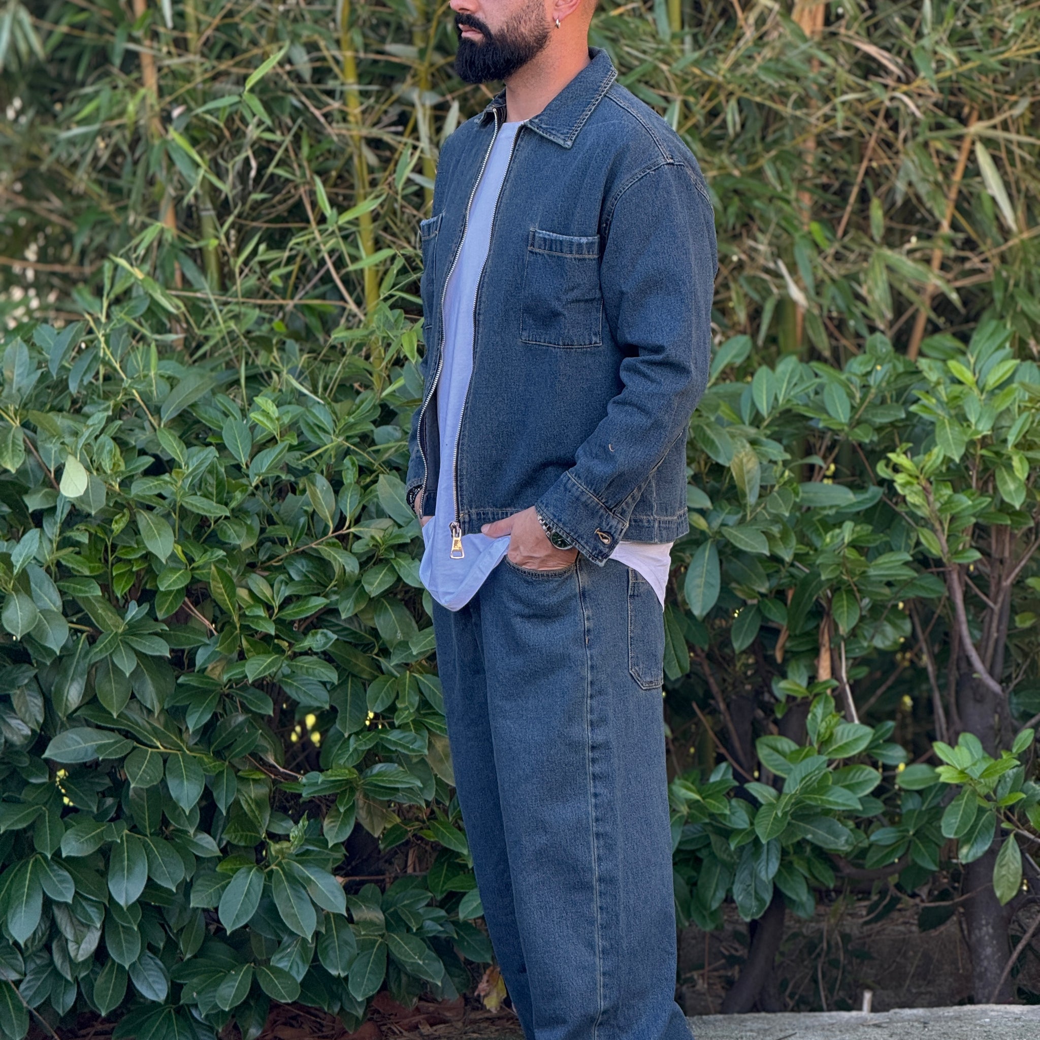 Coordinato Baggy over di jeans sabbiato  New Job brand