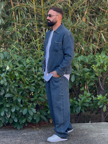 Coordinato Baggy over di jeans sabbiato  New Job brand