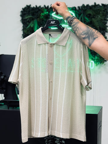 Camicia traforata beige rigata New Job Brand