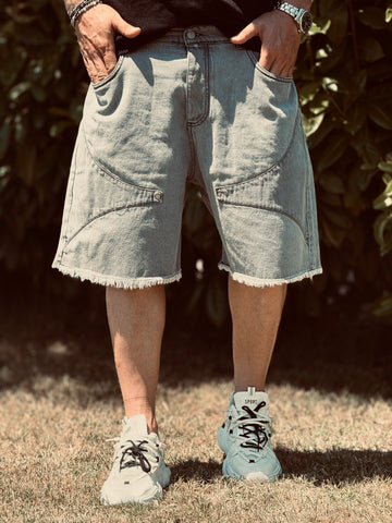 Bermuda torres sfrangiato di jeans grigio new job brand