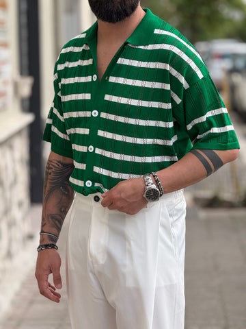 Camicia Forata Verde/Bianca New Job Brand