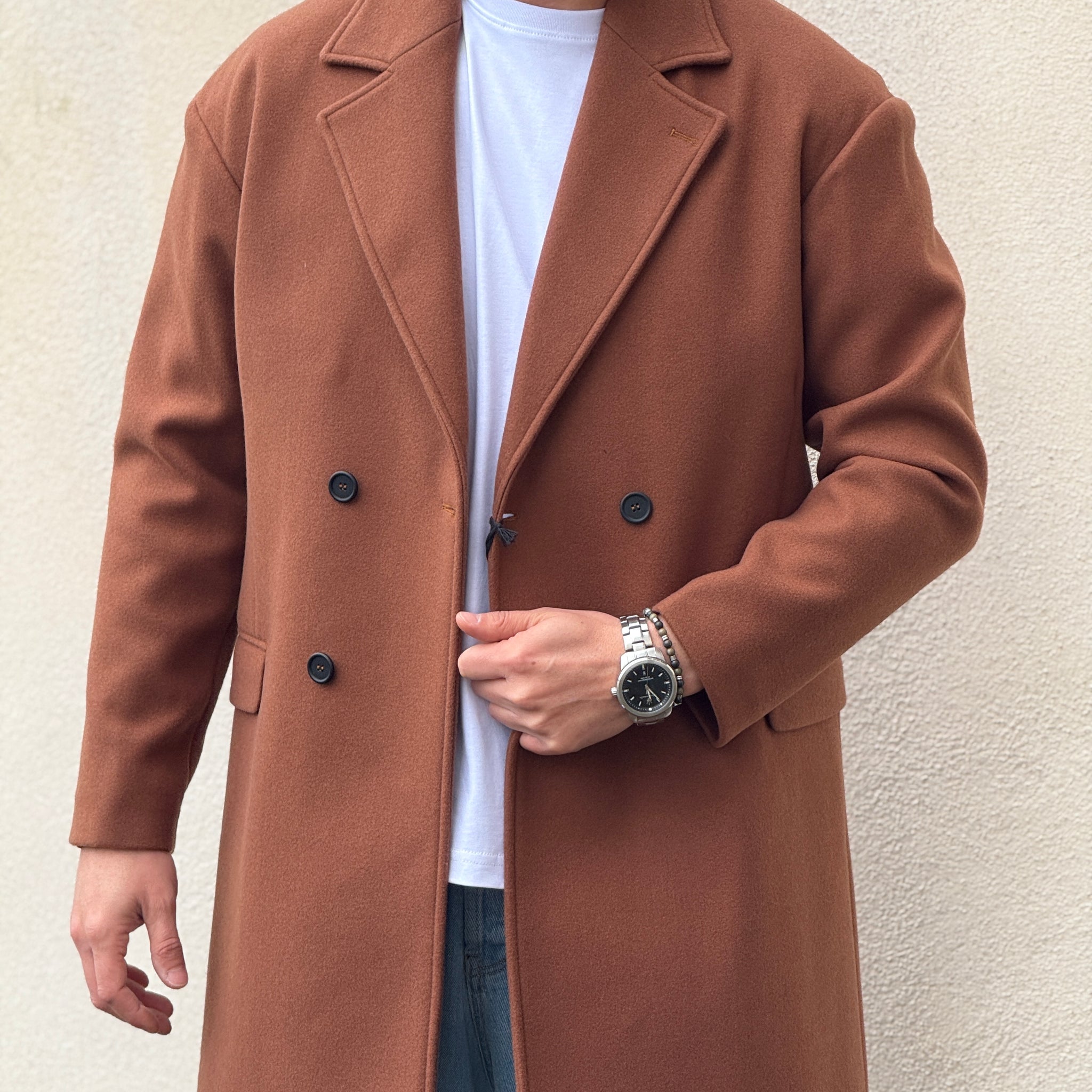 Cappotto lungo ruggine   Doppiopetto over new job brand