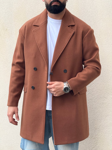Cappotto lungo ruggine   Doppiopetto over new job brand