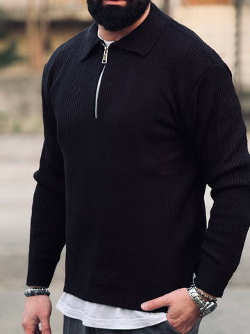 Pullover mezza zip nero new job brand