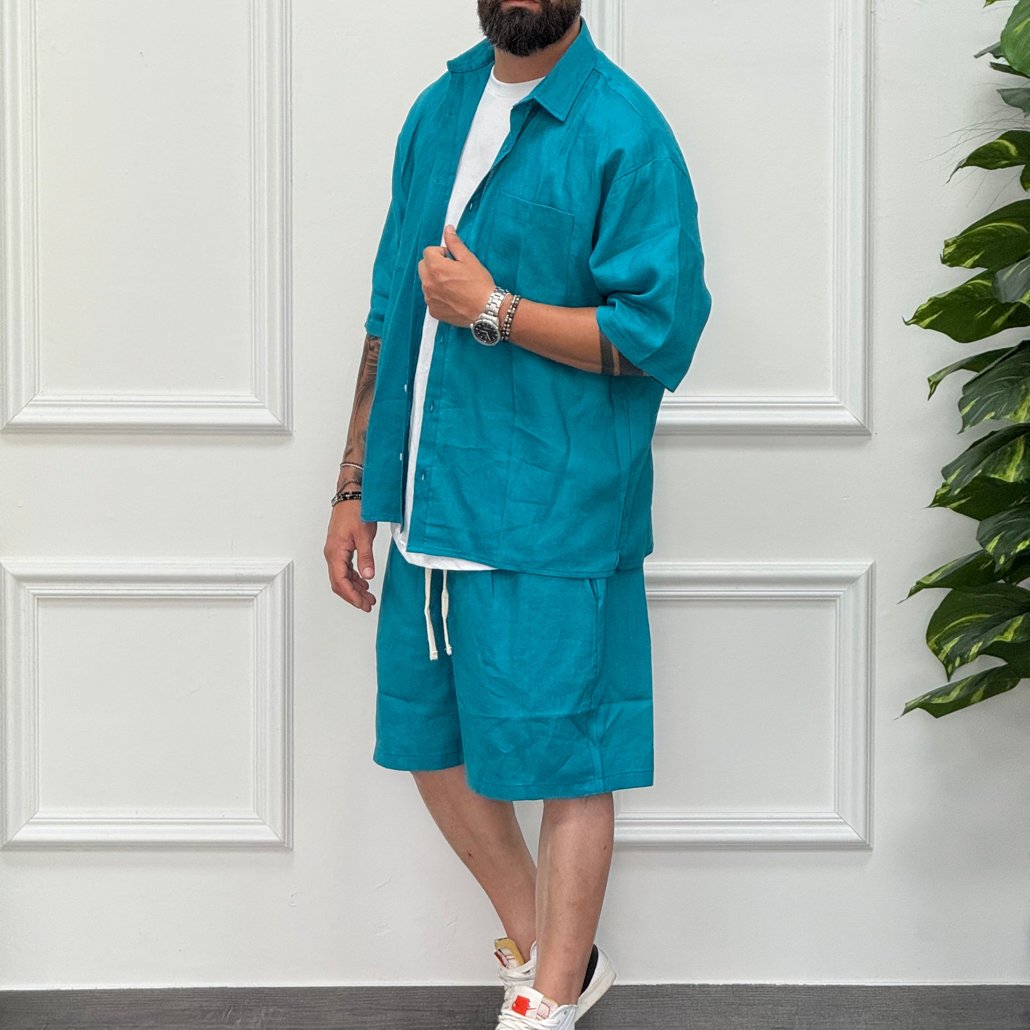 Coordinato In Lino Acquamarina New Job Brand