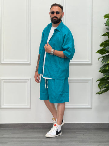 Coordinato In Lino Acquamarina New Job Brand