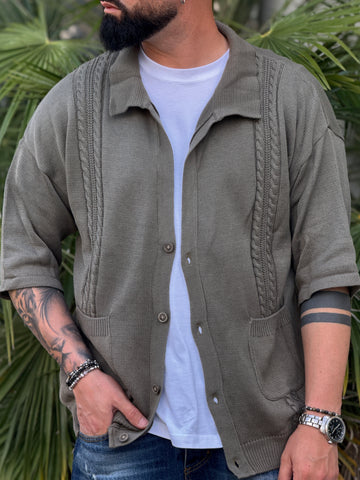 Cardigan Over  verde militare manica 3/4 Frains