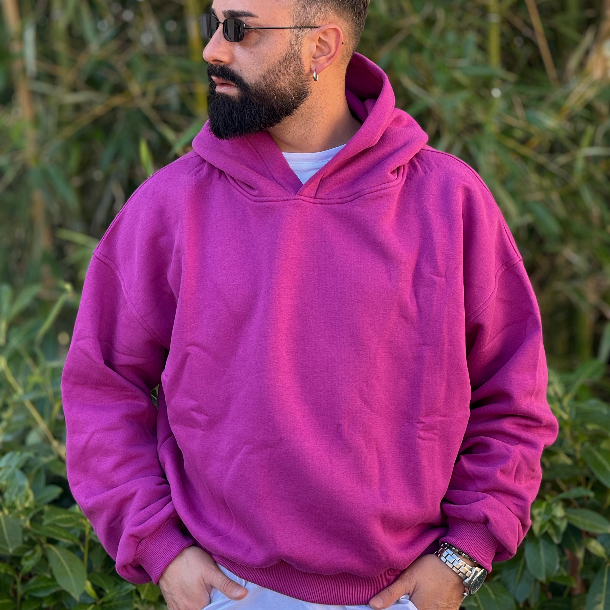 Felpa oversize  cappuccio  viola  new job brand