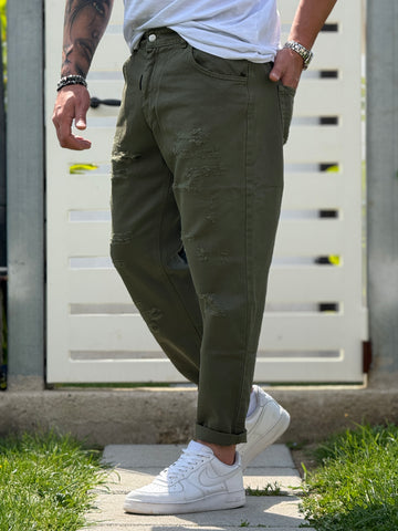 Jeans Alf 7 verde militare New Job Brand