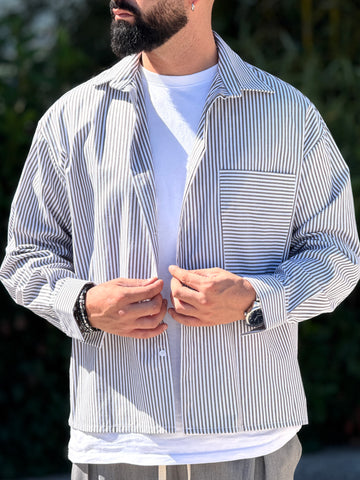 CAM PINNA OVERSIZE RIGA MARRONE DOPPIA/RIGHINO CELESTE SOTTILE NEW JOB BRAND