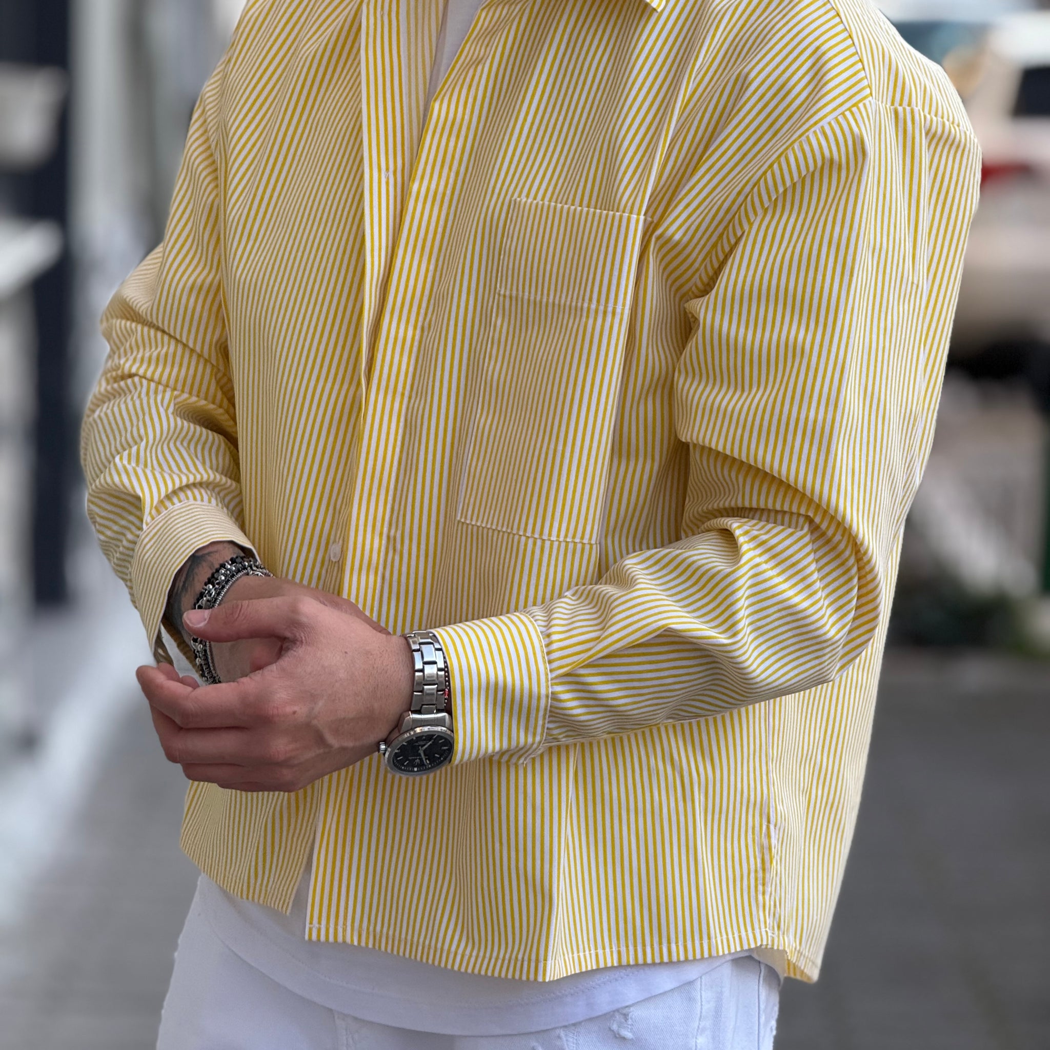 CAMICIA RIGATA IN GIALLO NEW JOB BRAND
