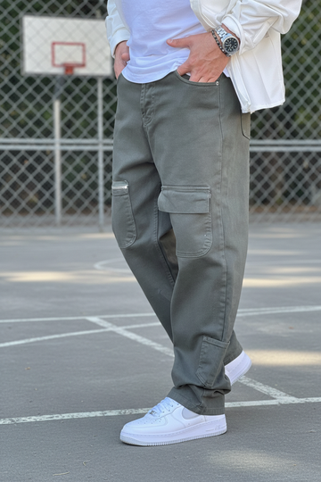 Jeans Zip Verde Militare New Job Brand