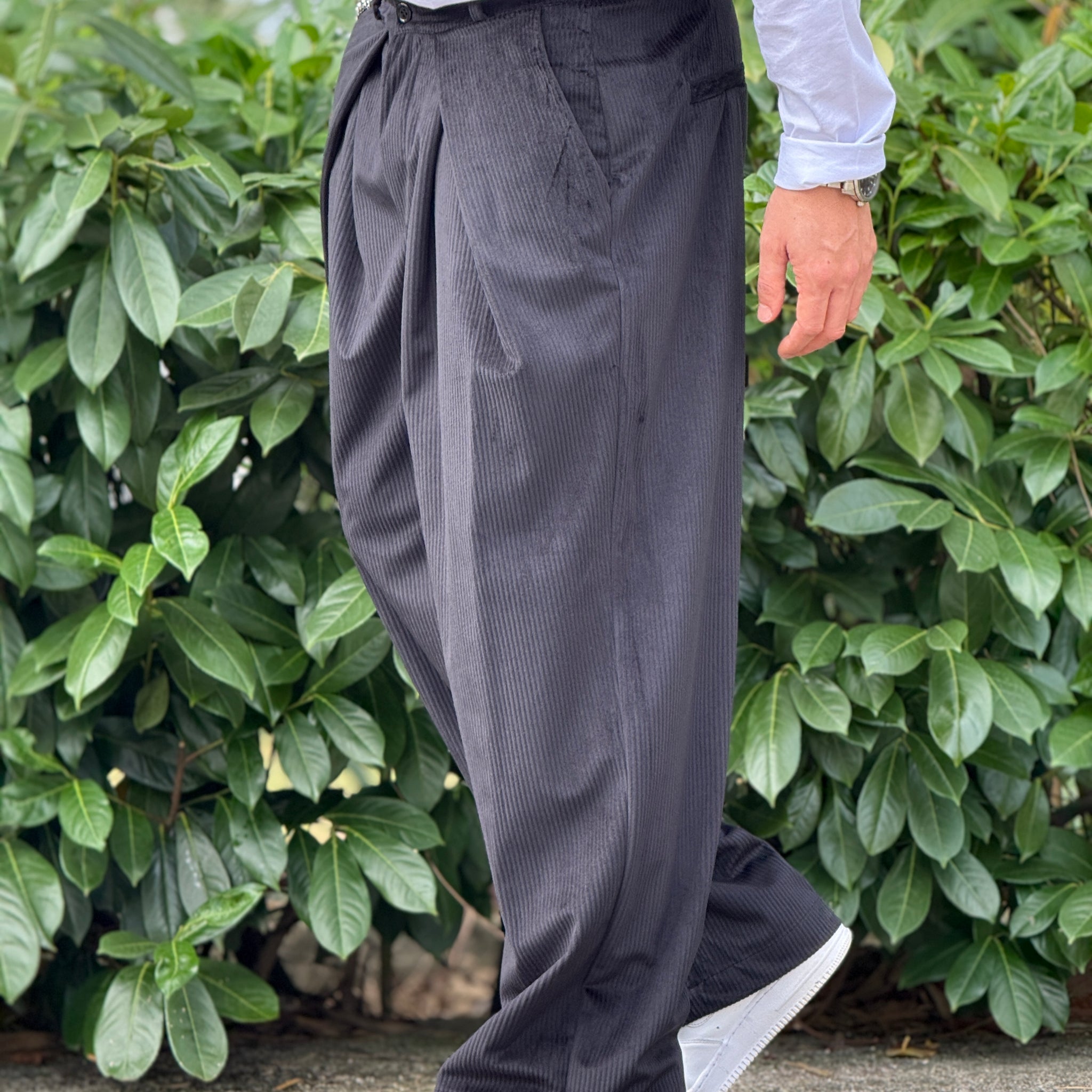 Pantalone Baggy pencione velluto nero new job brand