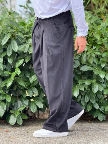 Pantalone Baggy pencione velluto nero new job brand