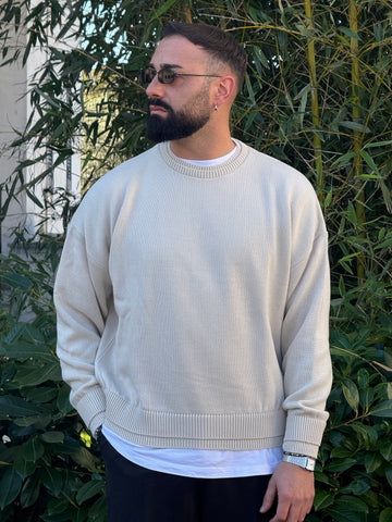 Pullover 9040 doppiocollo beige  new job brand