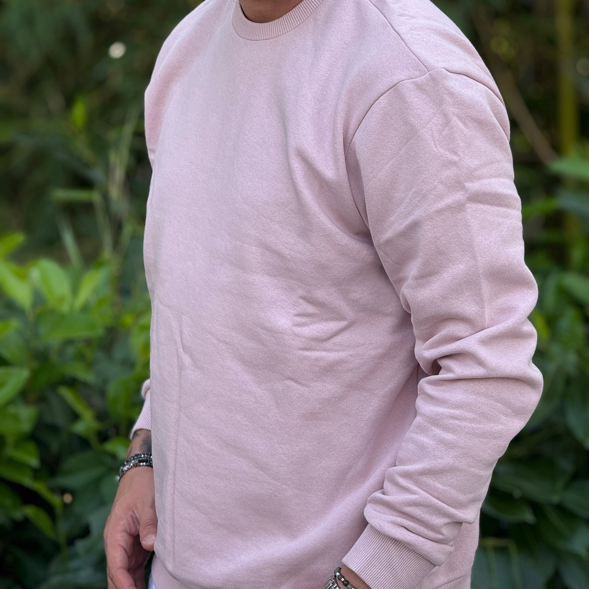 Felpa basic girocollo rosa