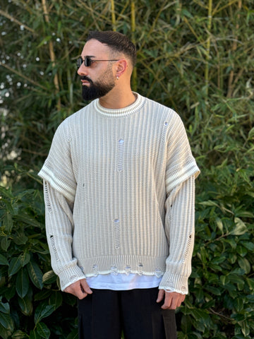 Pullover doppia manica beige  new job brand