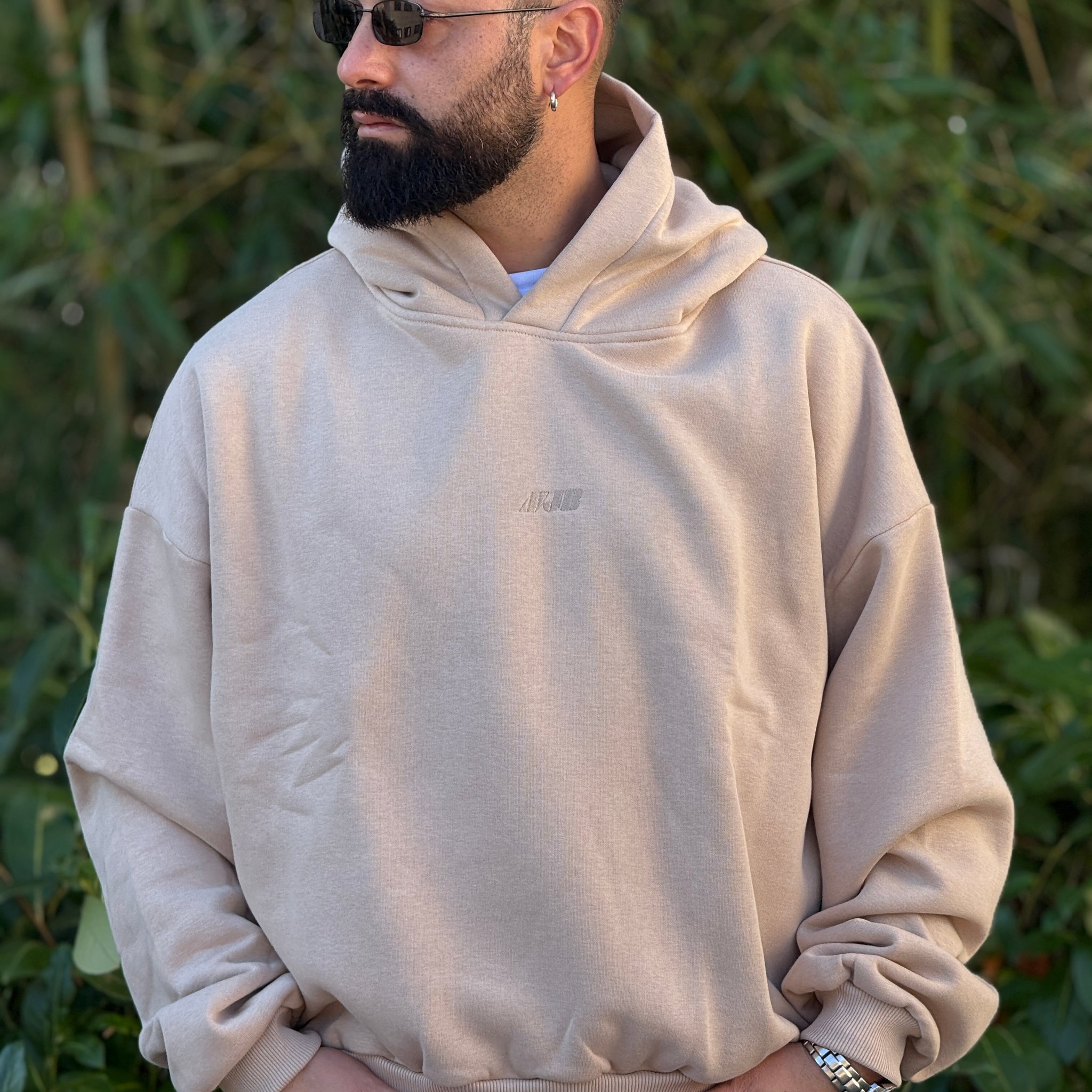 Felpa oversize  cappuccio  beige  new job brand
