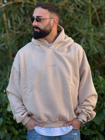 Felpa oversize  cappuccio  beige  new job brand