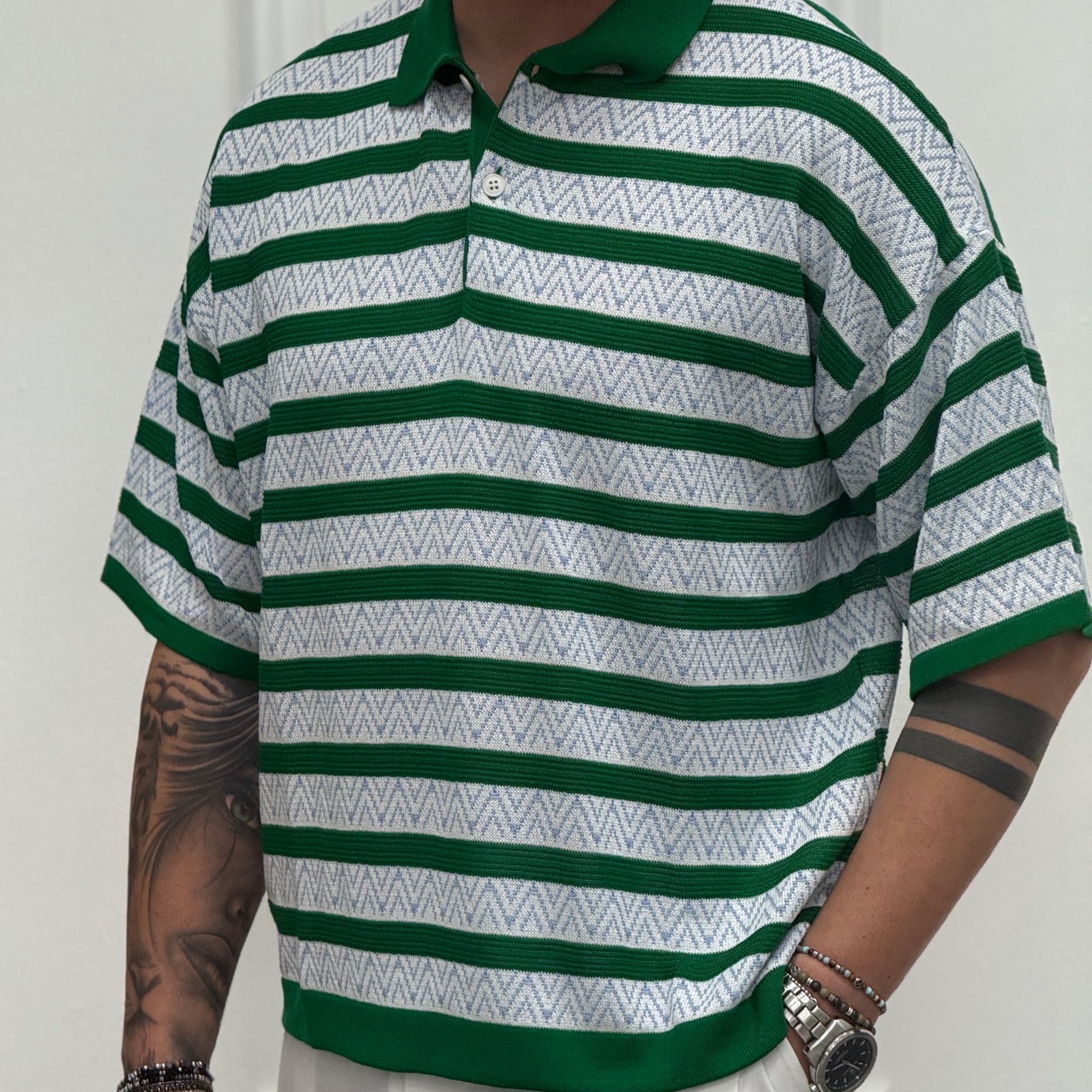 POLO OVERSIZE VERDE/BIANCA  NEW JOB BRAND