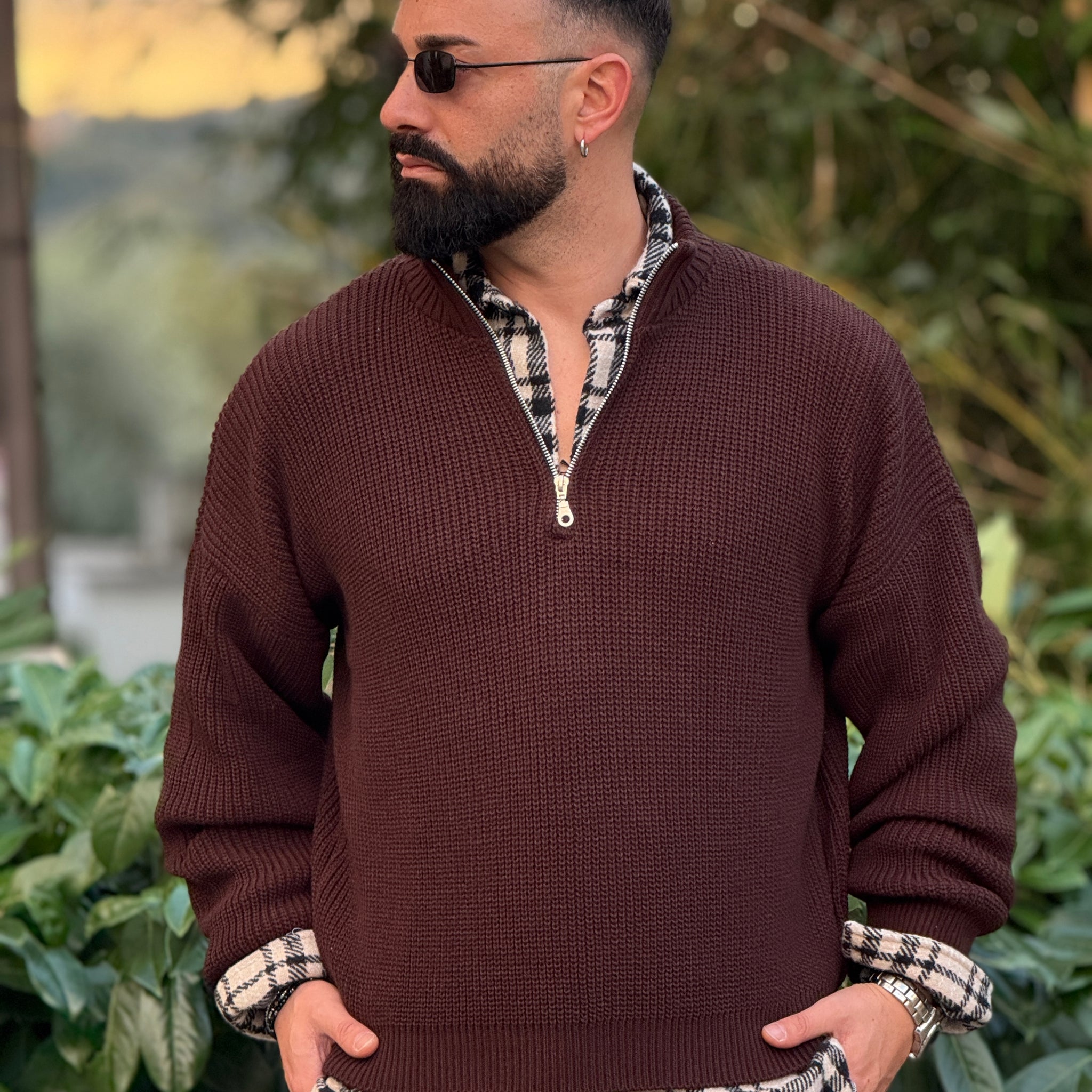 Pullover mezza zip moro new job brand