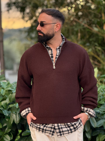 Pullover mezza zip moro new job brand