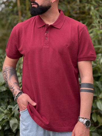 Polo bordeaux cotone  piquè mezza manica