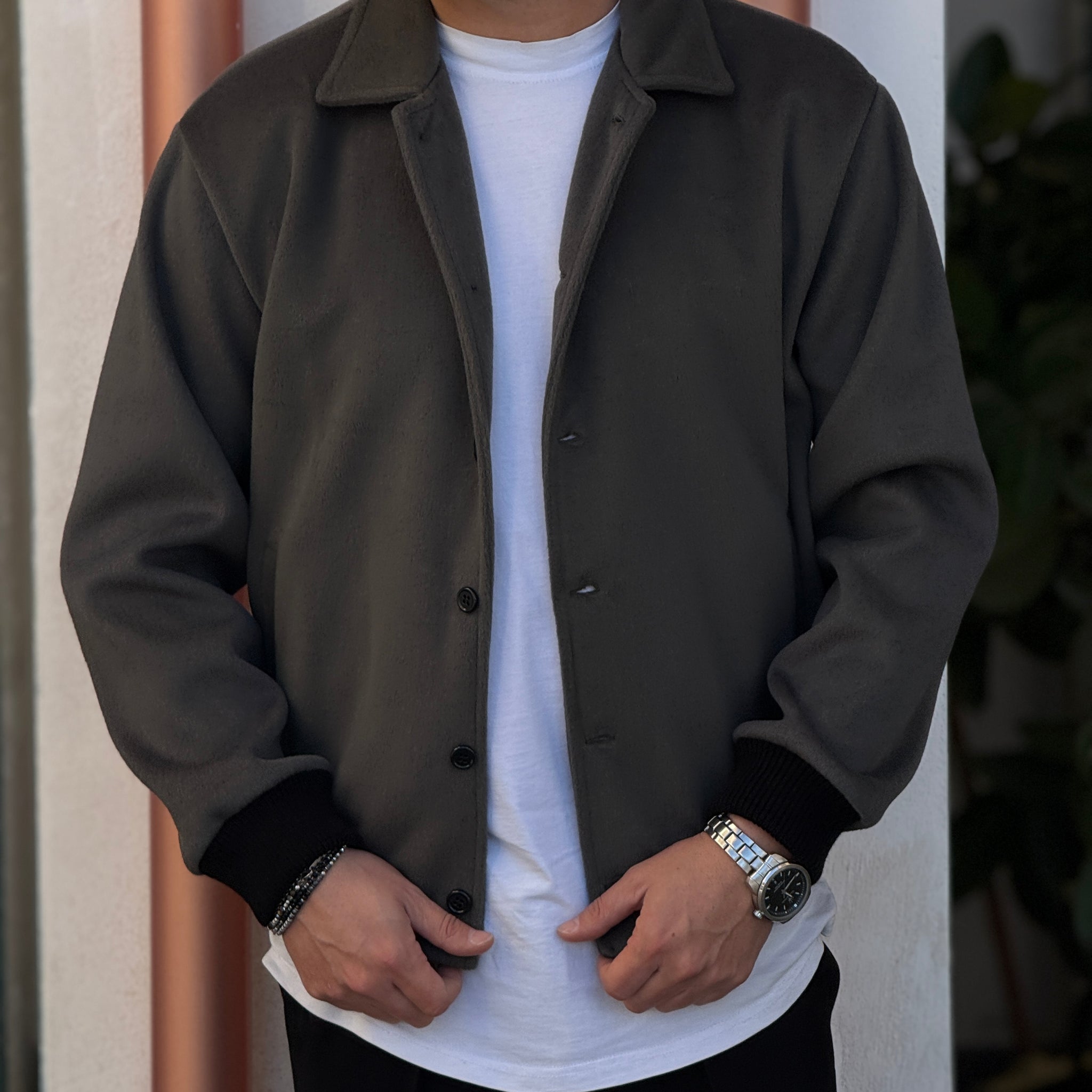 Giubbino Stoccolma verde militare in panno new job brand