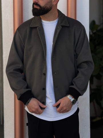 Giubbino Stoccolma verde militare in panno new job brand