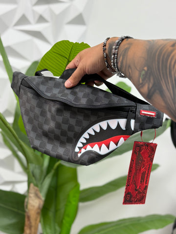 Sprayground Marsupio "Fly Knit Mouth" Nero con Grafica Ricamata e Cintura Regolabile