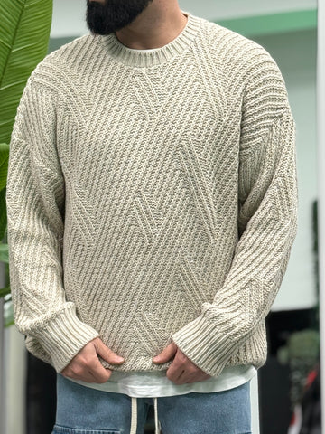 Pullover big over trama beige   new job brand