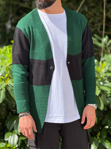 Cardigan b/color nero verde New Job Brand