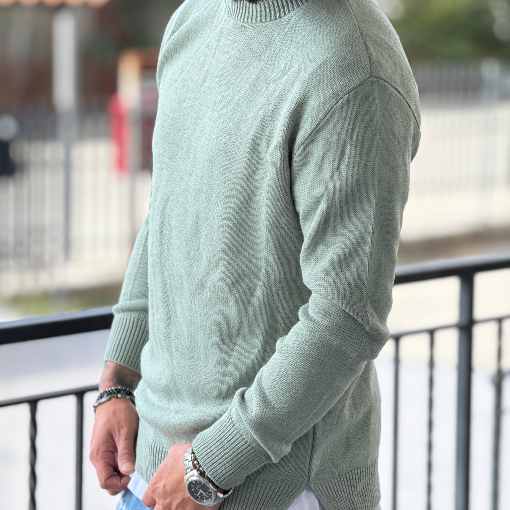 Pullover long fit verde acqua new job brand