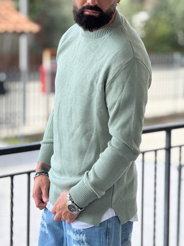 Pullover long fit verde acqua new job brand