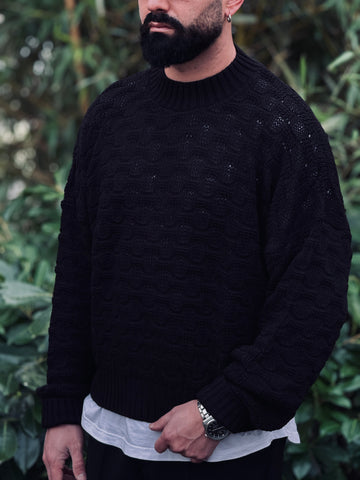 Pullover Mezzocollo oversize nero  new job brand