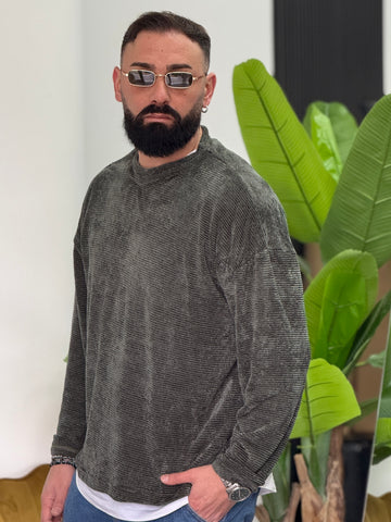 Maglia in ciniglia verde new job brand