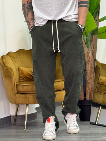 Pantalaccio soho camoscio verde militare  new job brand