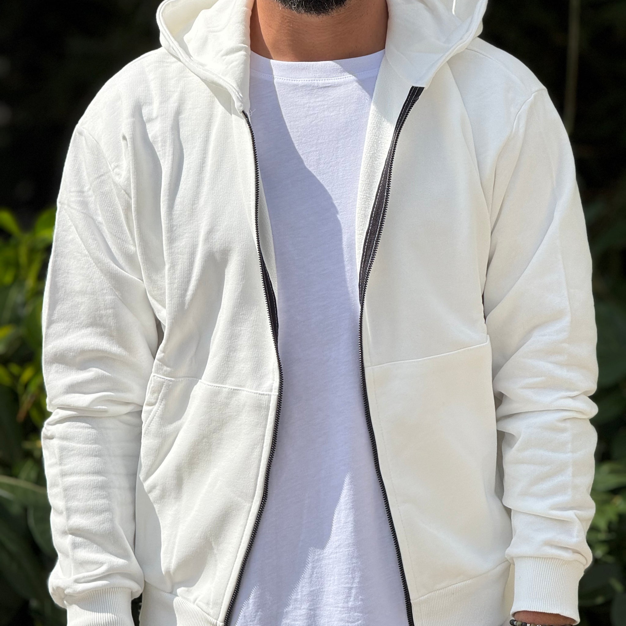 Felpa zip bianco/latte new job brand