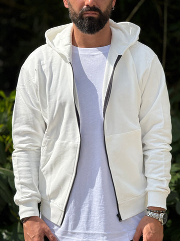 Felpa zip bianco/latte new job brand
