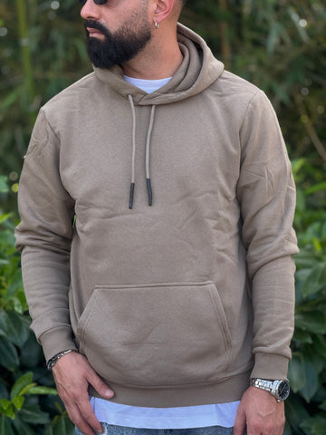 Felpa basic cappuccio fango