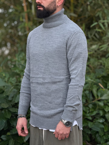 Pullover collo alto log fit grigio  new job brand