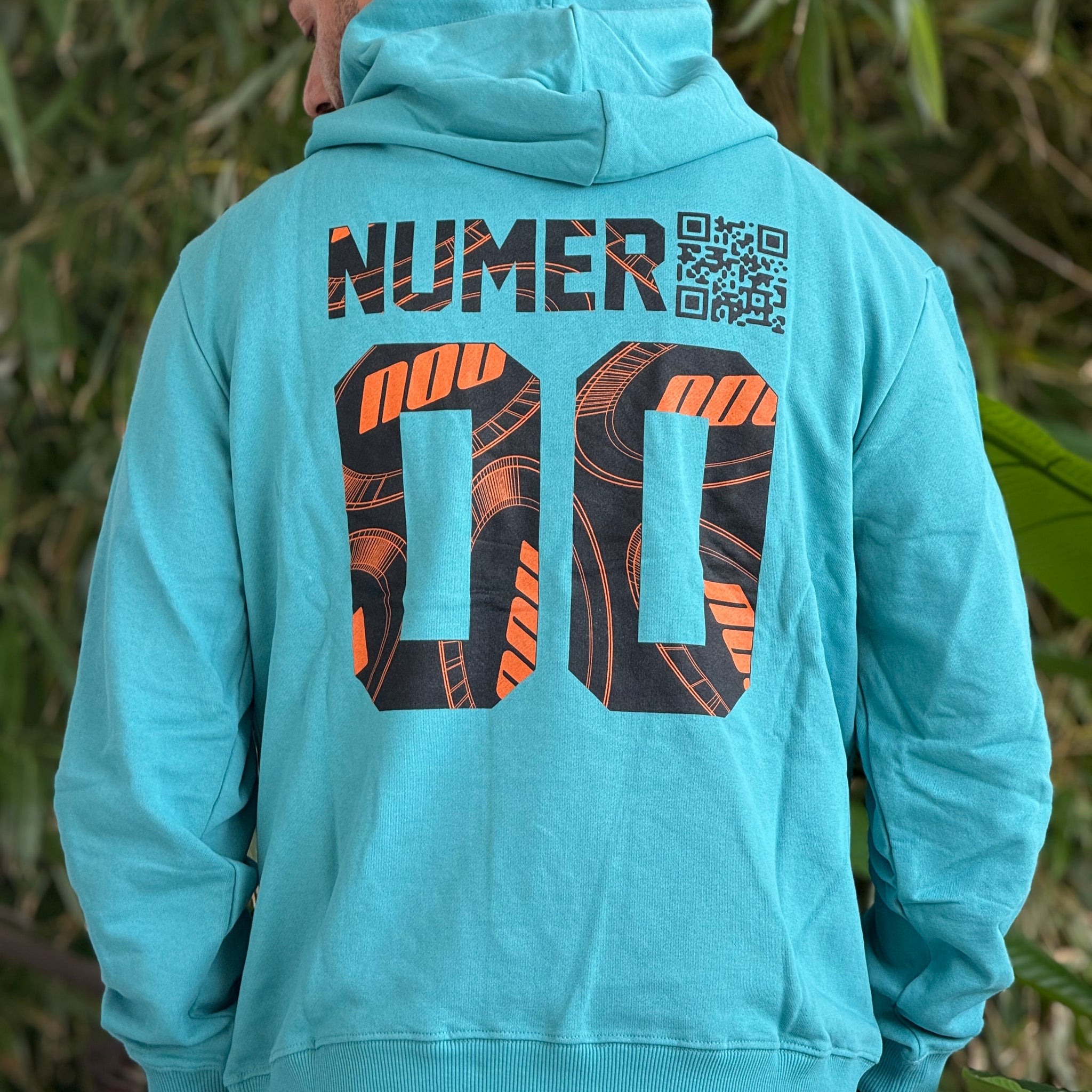 Felpa numero 00 acquamarina logo girocollo
