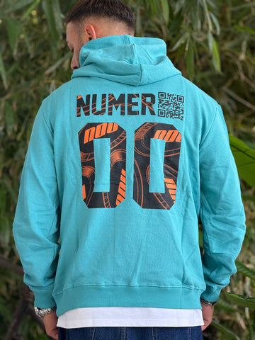 Felpa numero 00 acquamarina logo girocollo