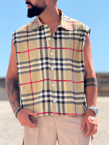 Camicia smanicata over cropped new job brand
