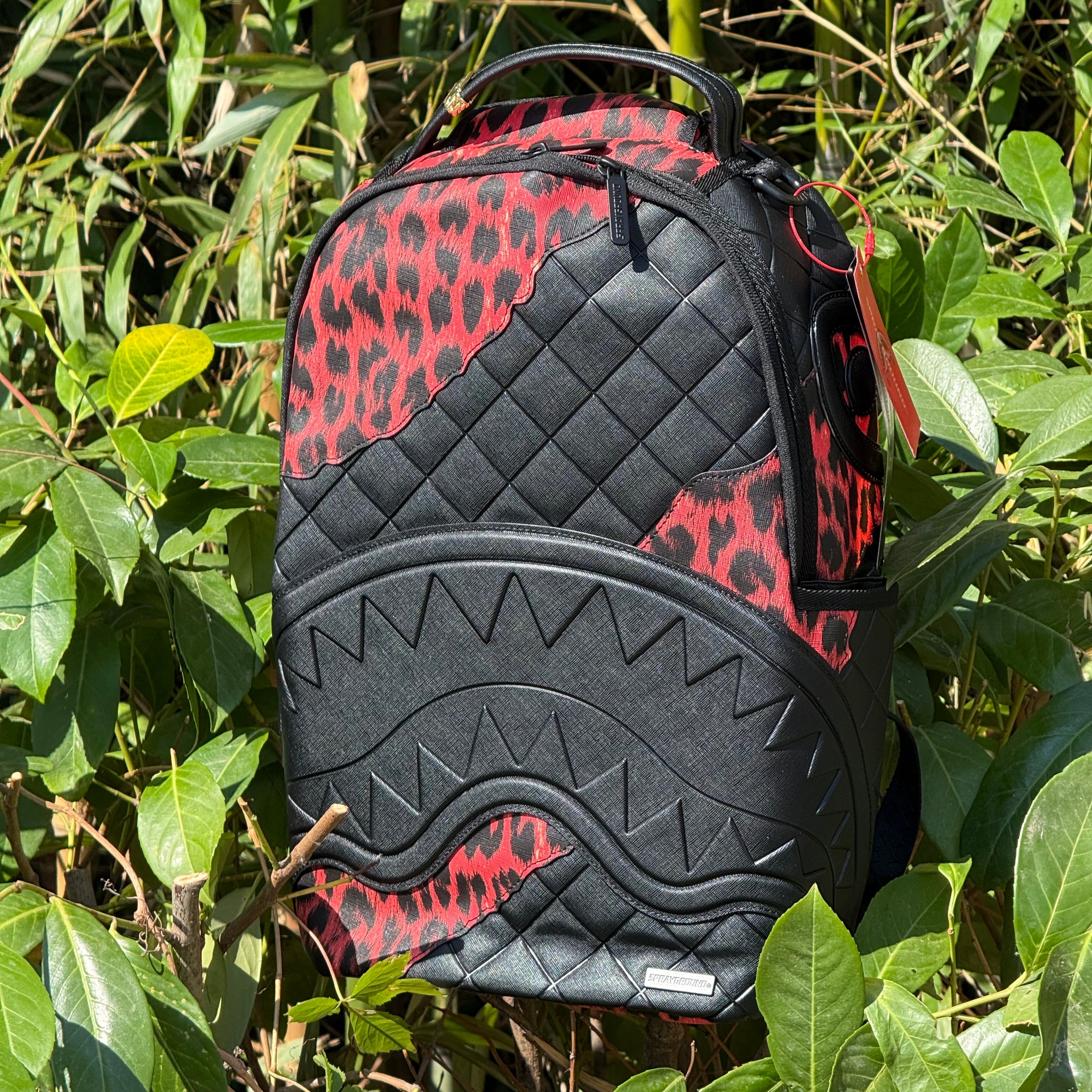 Zaino Sprayground nero Red Leopard puffer dlx backpack 910B7629NSZ