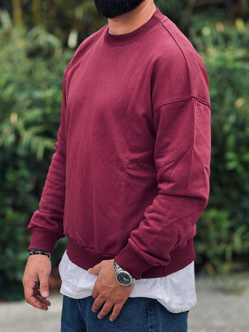 FELPA BASIC BORDEAUX LEGGERMENTE OVER GHIACCIO NEW JOB BRAND