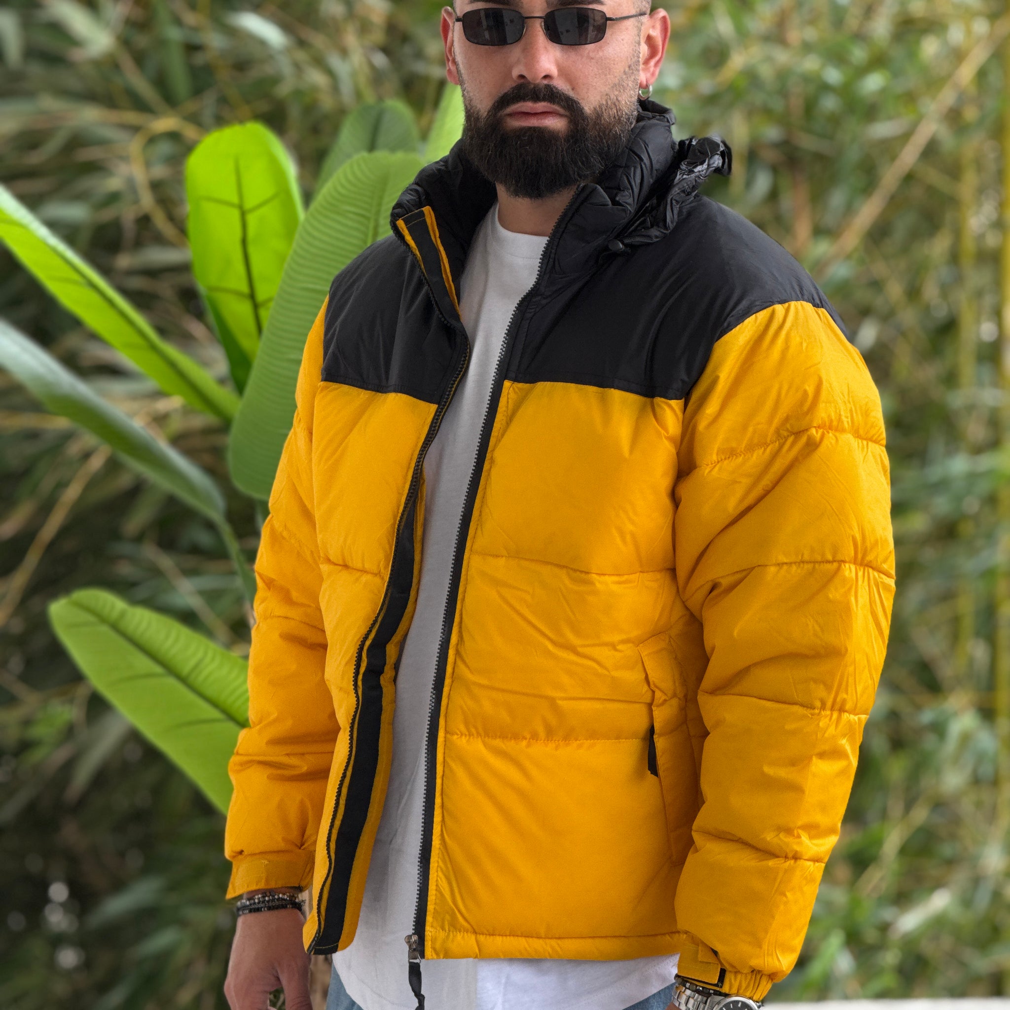Bomber  puff b/color giallo/nero